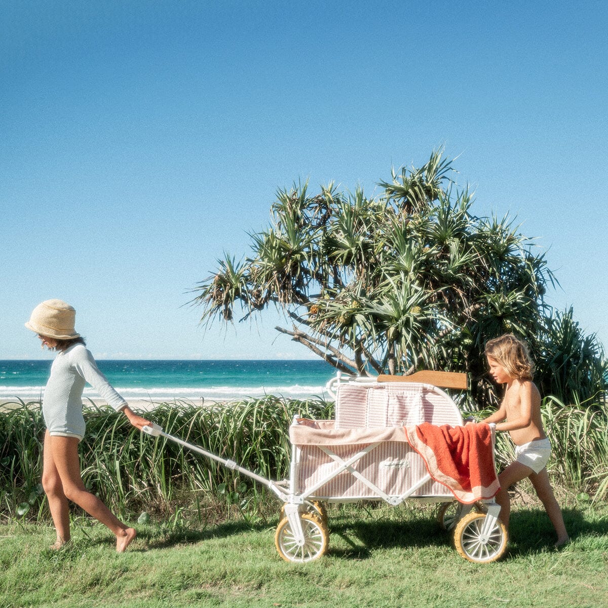The Beach Cart - Laurens Pink Stripe Beach Cart Business & Pleasure Co 