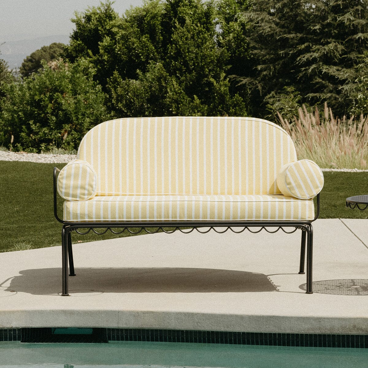 The Al Fresco Love Seat Cushion Cover Set - Monaco Mimosa Stripe Al Fresco Love Seat Cushion Set Business & Pleasure Co. 