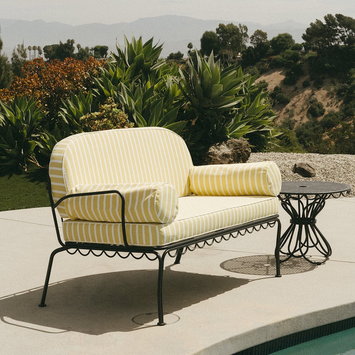 The Al Fresco Love Seat Cushion Cover Set - Monaco Mimosa Stripe Al Fresco Love Seat Cushion Set Business & Pleasure Co. 