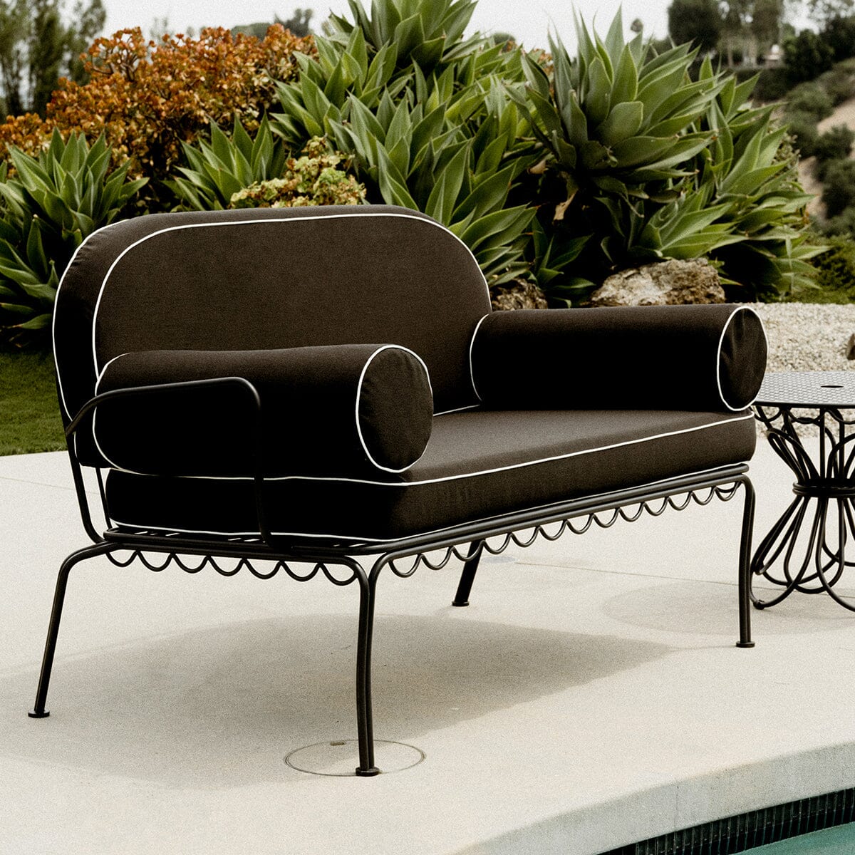 The Al Fresco Love Seat in Rivie Black | Vintage Black Frame Bundle Business & Pleasure Co. 