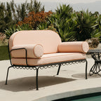 The Al Fresco Love Seat Cushion Cover Set - Rivie Pink Al Fresco Love Seat Cushion Set Business & Pleasure Co. 