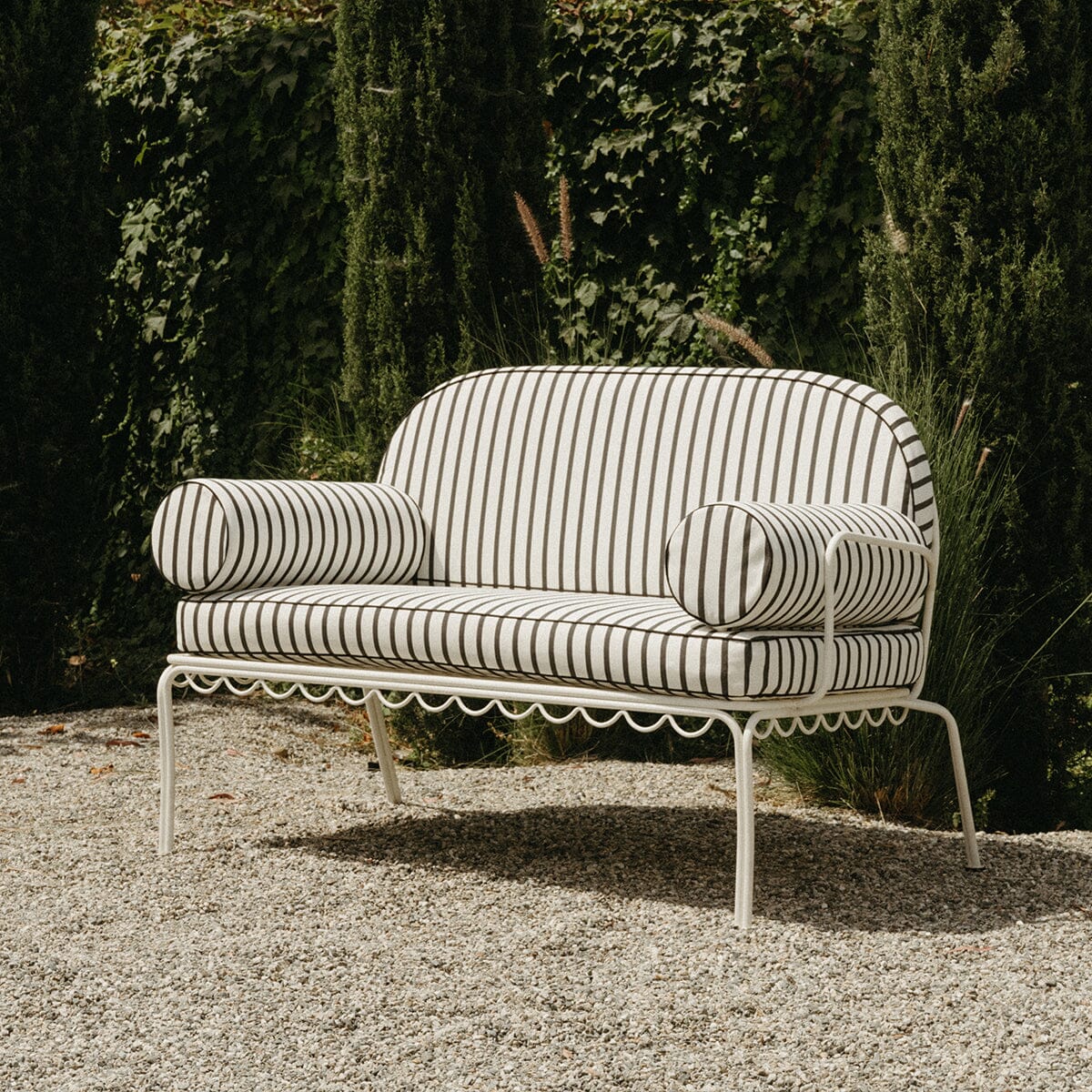 The Al Fresco Love Seat Cushion Cover Set - Monaco Black Stripe Al Fresco Love Seat Cushion Set Business & Pleasure Co. 