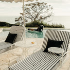 The Al Fresco Sun Lounger in Monaco Black Stripe | Antique White Frame Bundle Business & Pleasure Co. 
