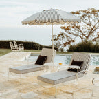 The Al Fresco Sun Lounger in Monaco Black Stripe | Antique White Frame Bundle Business & Pleasure Co. 