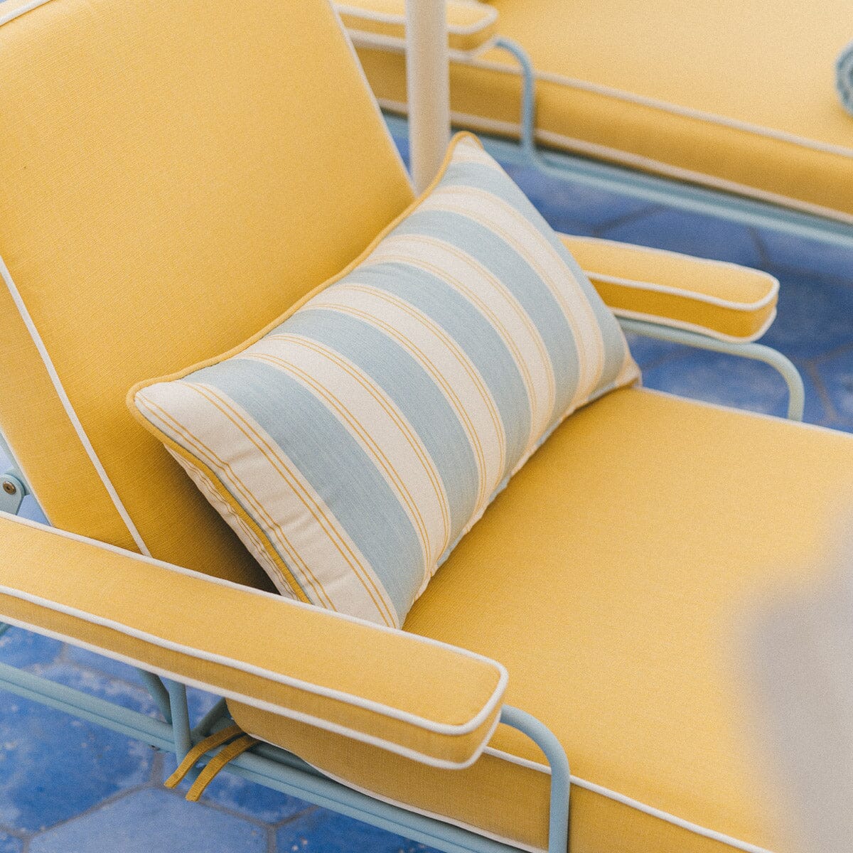 The Rectangle Throw Pillow - Tuuli Stripe Blue Rectangle Throw Pillow Business & Pleasure Co. 
