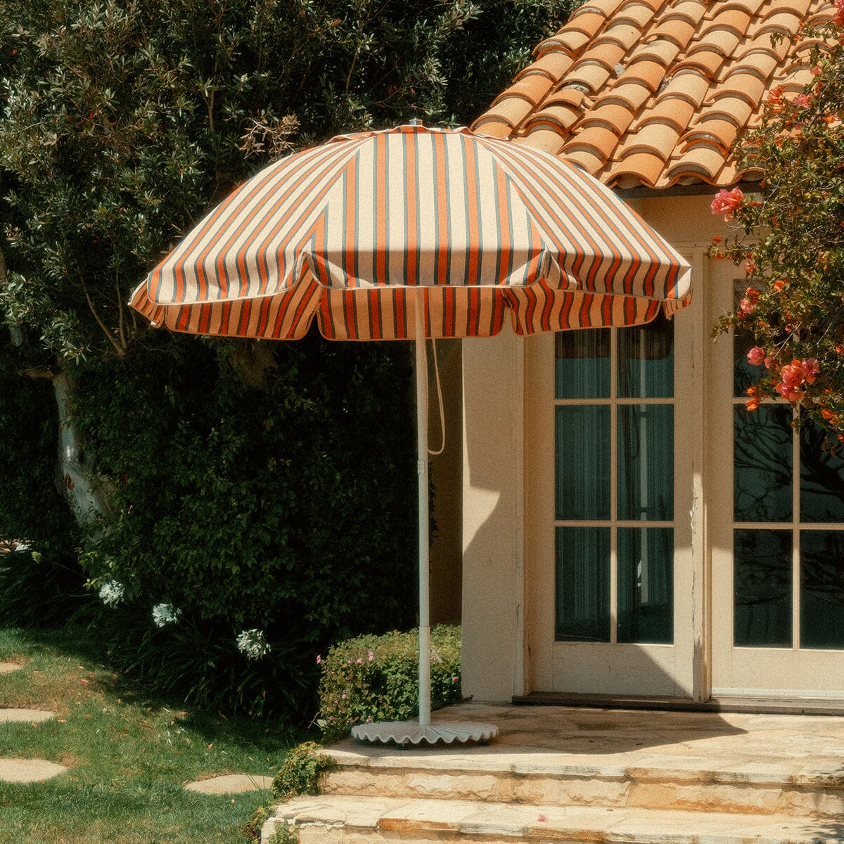 The Patio Umbrella - Bistro Dusty Pink Stripe Patio Umbrella Business & Pleasure Co. 