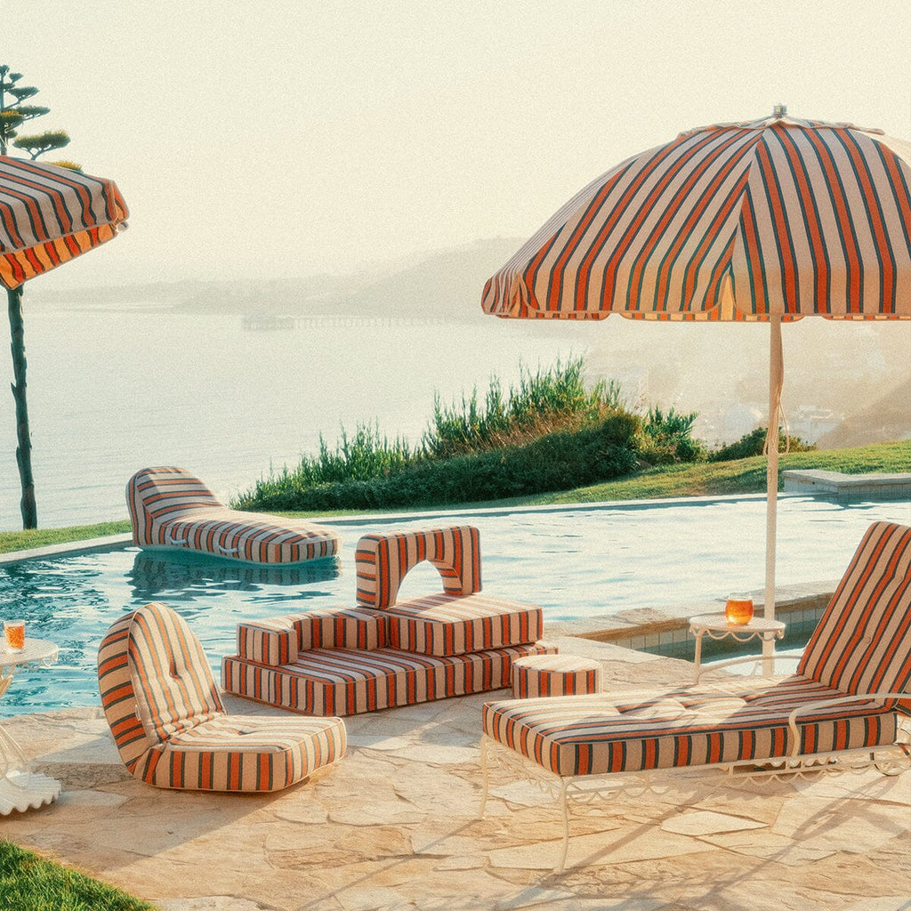 The Patio Umbrella - Bistro Dusty Pink Stripe Patio Umbrella Business & Pleasure Co. 