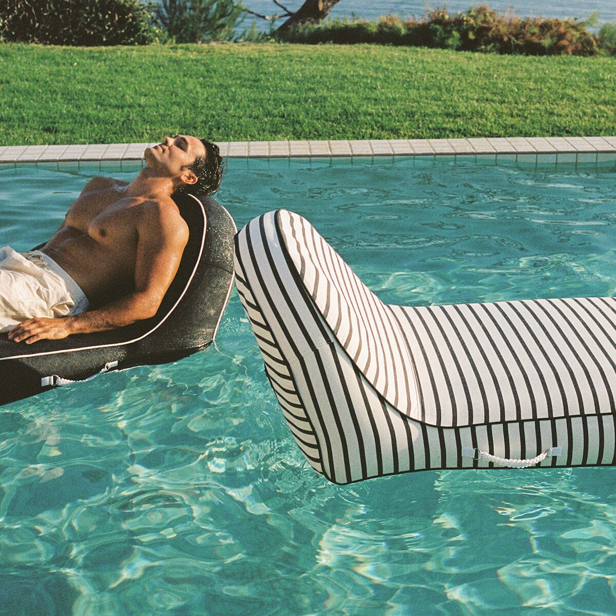 The Pool Lounger - Monaco Black Stripe Pool Lounger Business & Pleasure Co. 