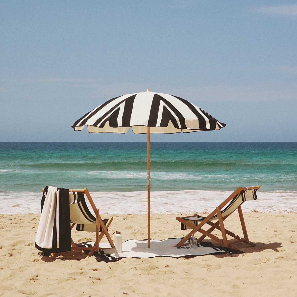 The Premium Beach Umbrella - Coco Republic - Black White Premium Beach Umbrella Business & Pleasure Co. 