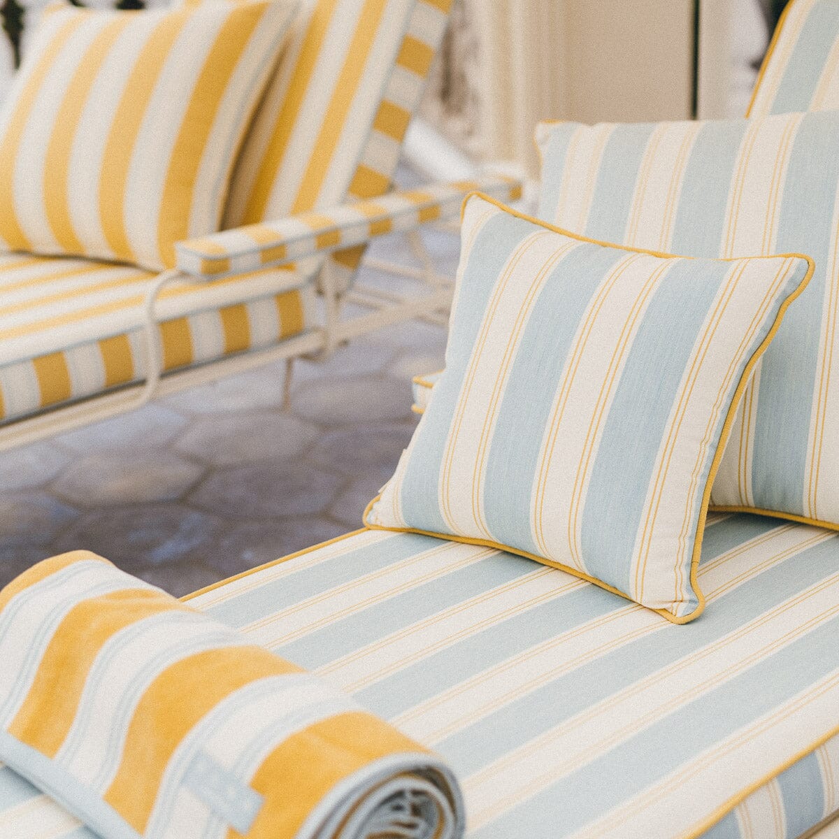 The Small Square Throw Pillow - Tuuli Stripe Blue Small Square Throw Business & Pleasure Co. 