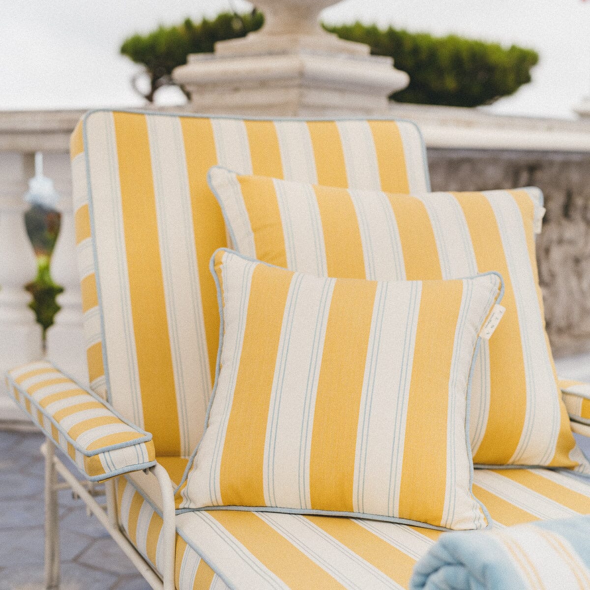 The Small Square Throw Pillow - Tuuli Stripe Yellow Small Square Throw Business & Pleasure Co. 