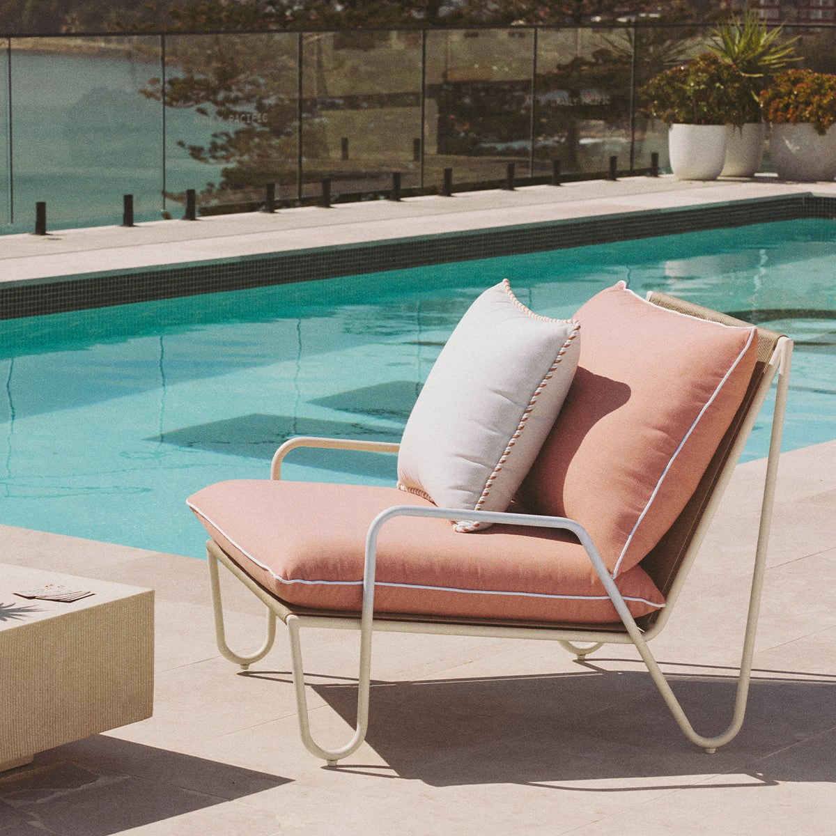 The Shore Occasional Chair - Coco Republic - Coral - White Frame Shore Chair Business & Pleasure Co. 