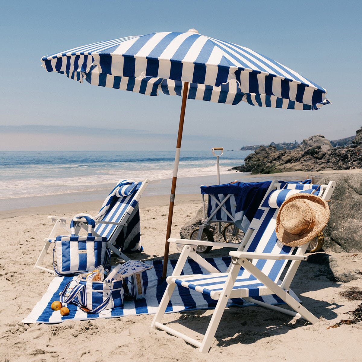 The Tommy Chair - Acacia White - Crew Mediterranean Blue Stripe Tommy Chair Business & Pleasure Co. 