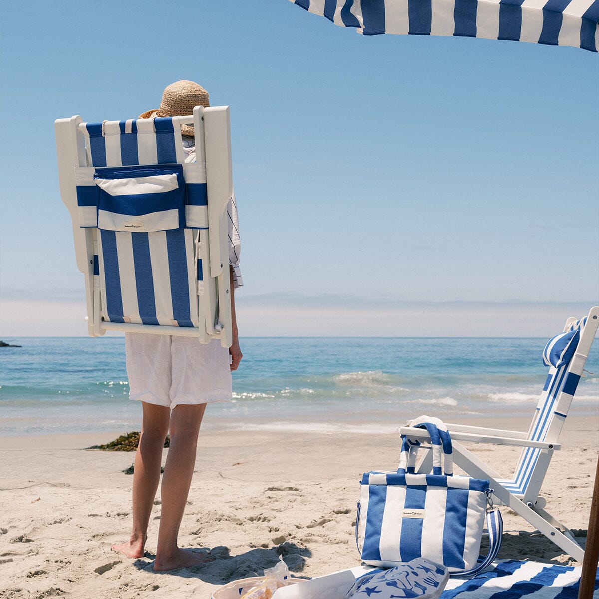 The Tommy Chair - Acacia White - Crew Mediterranean Blue Stripe Tommy Chair Business & Pleasure Co. 