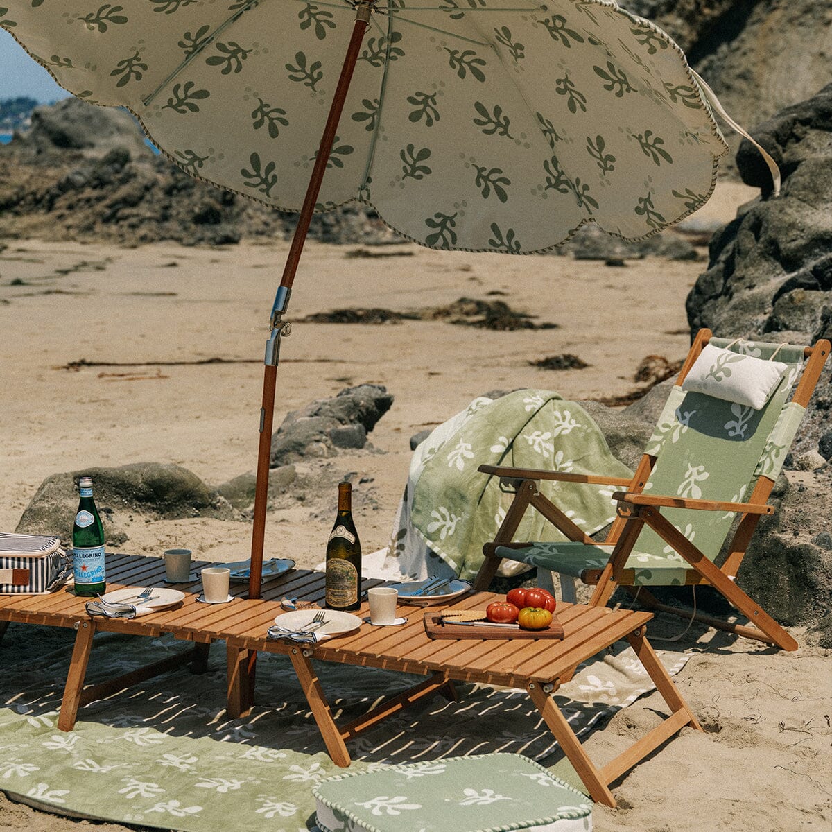 The Tommy Chair - Teak Natural - Benoît Jade Green Jacquard Tommy Chair Business & Pleasure Co. 