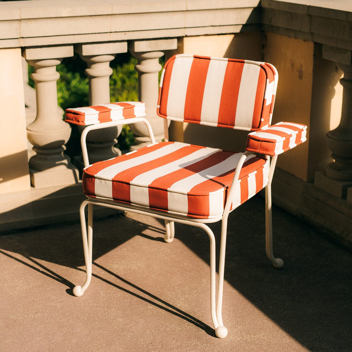The Waterhouse Dining Chair in Crew Le Sirenuse Stripe | Antique White Frame Bundle Business & Pleasure Co. 