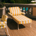 The Waterhouse Sun Lounger in Crew Mimosa Yellow Stripe | Antique White Frame Bundle Business & Pleasure Co. 