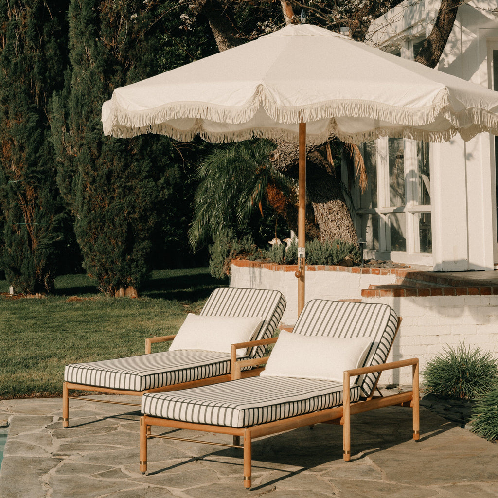 The Resort Market Umbrella in Antique White | 10' Transfer Teak Frame Resort Market Bundle Business & Pleasure Co. 