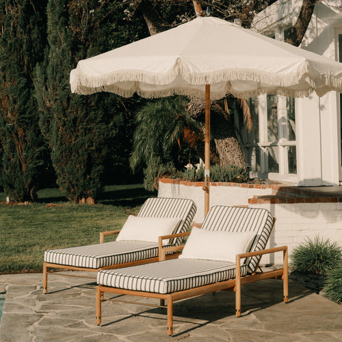 The Resort Market Umbrella in Antique White | 10' Transfer Teak Frame Resort Market Bundle Business & Pleasure Co. 