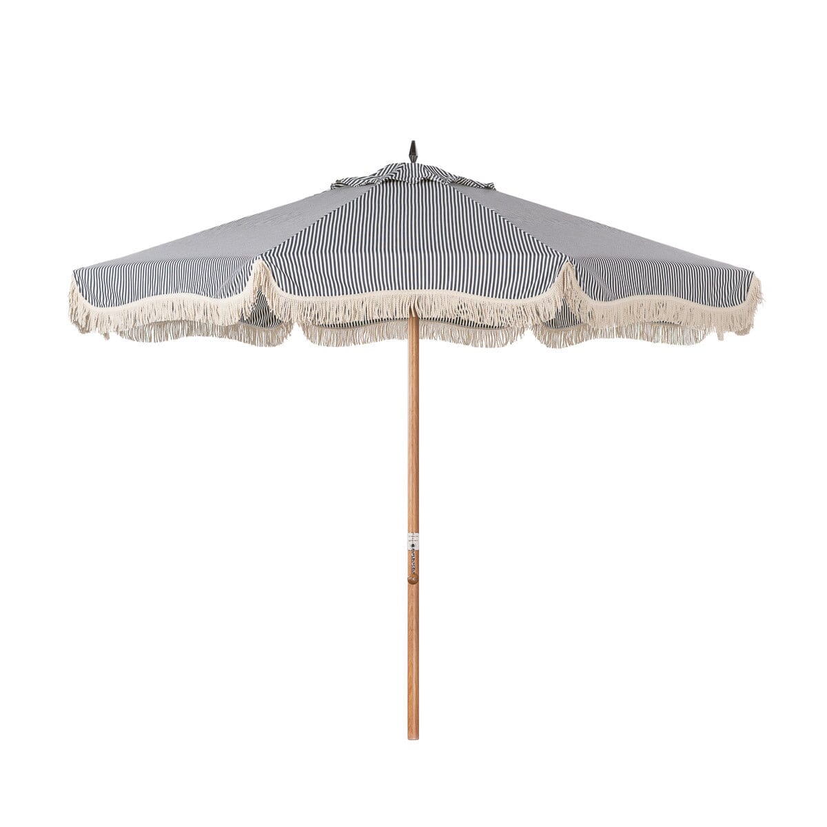 The Resort Market Umbrella Business & Pleasure Co. Lauren's Navy Stripe Transfer Teak 