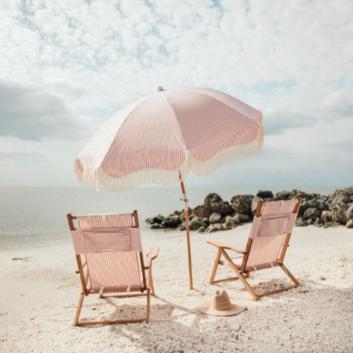 The Premium Beach Umbrella - Lauren's Pink Stripe Premium Beach Umbrella Business & Pleasure Co 