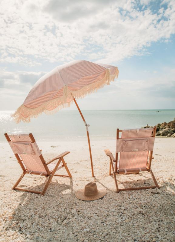 The Premium Beach Umbrella - Lauren's Pink Stripe Premium Beach Umbrella Business & Pleasure Co 