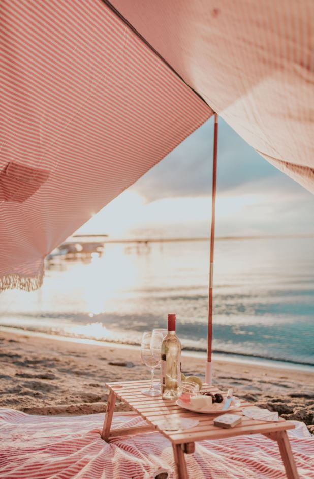 The Premium Beach Tent - Lauren's Pink Stripe Premium Beach Tent Business & Pleasure Co 