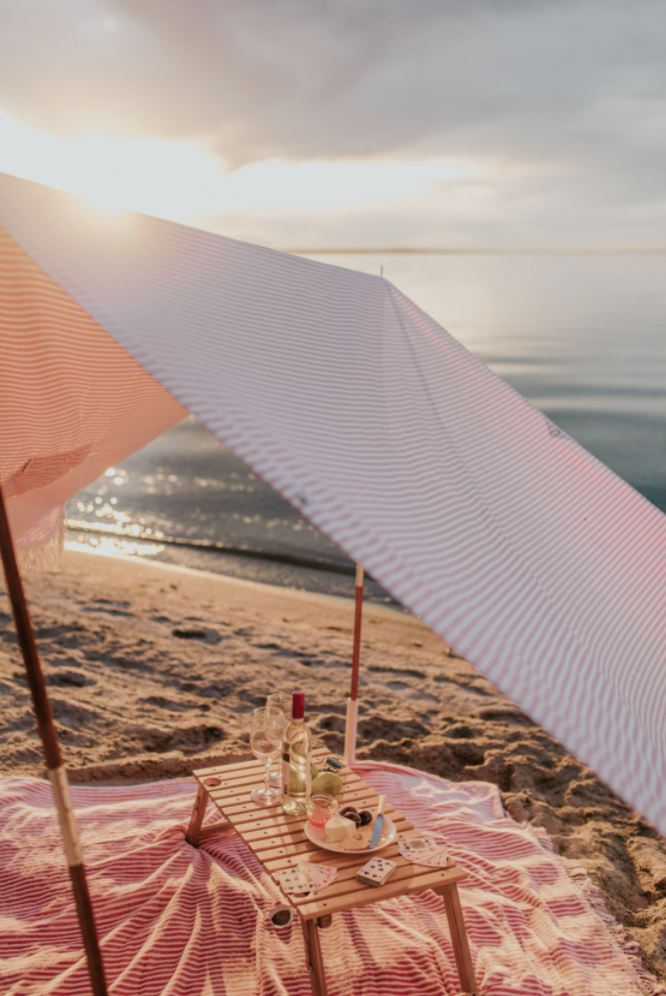 The Beach Blanket - Lauren's Pink Stripe Beach Blanket Business & Pleasure Co 
