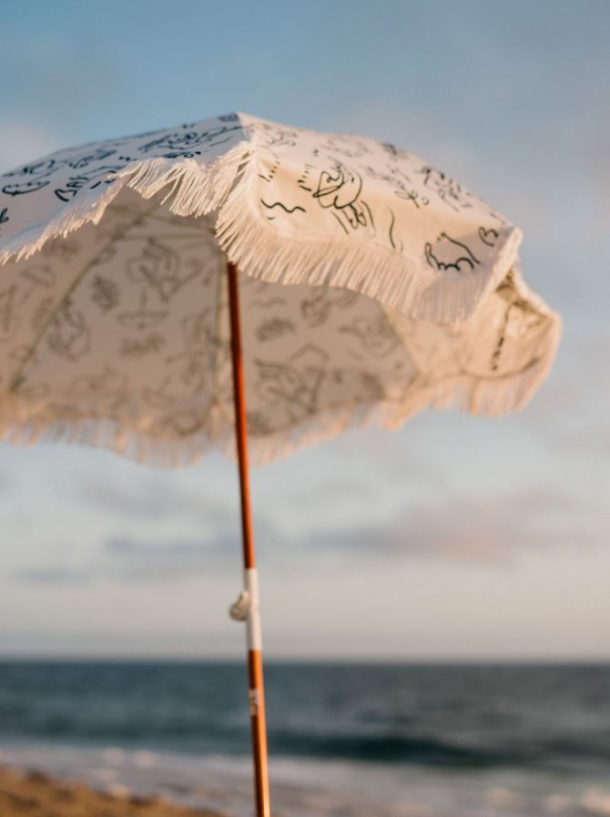 The Holiday Beach Umbrella - Le Basque Navy Holiday Beach Umbrella Business & Pleasure Co 