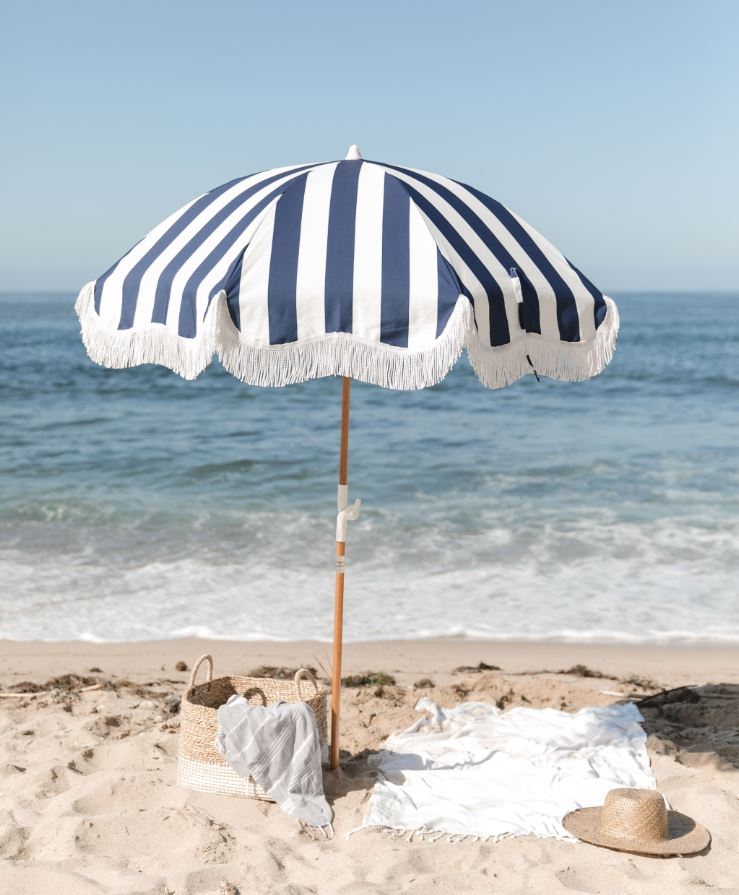 The Holiday Beach Umbrella - Navy Crew Stripe Holiday Beach Umbrella Business & Pleasure Co 