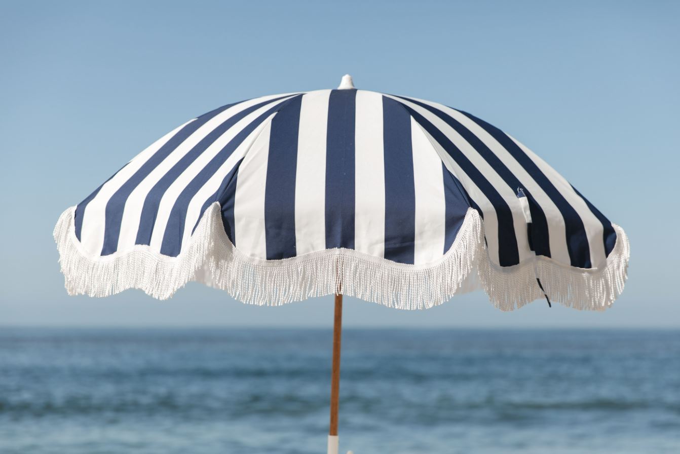 The Holiday Beach Umbrella - Navy Crew Stripe Holiday Beach Umbrella Business & Pleasure Co 