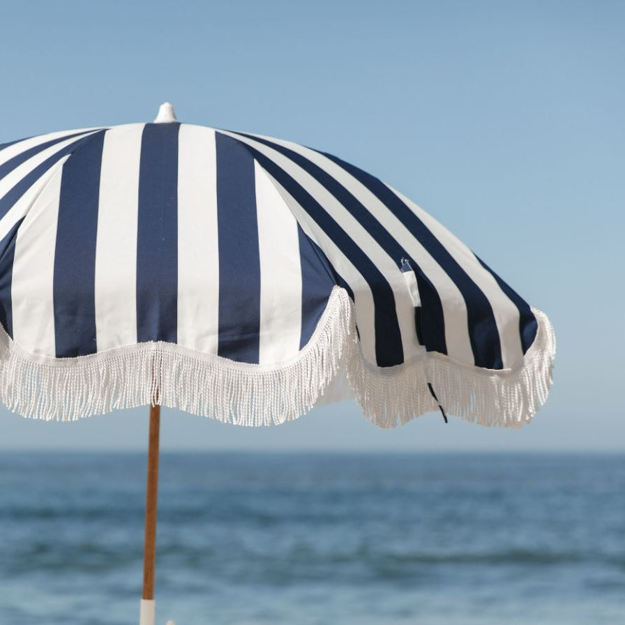 The Holiday Beach Umbrella - Navy Crew Stripe Holiday Beach Umbrella Business & Pleasure Co 
