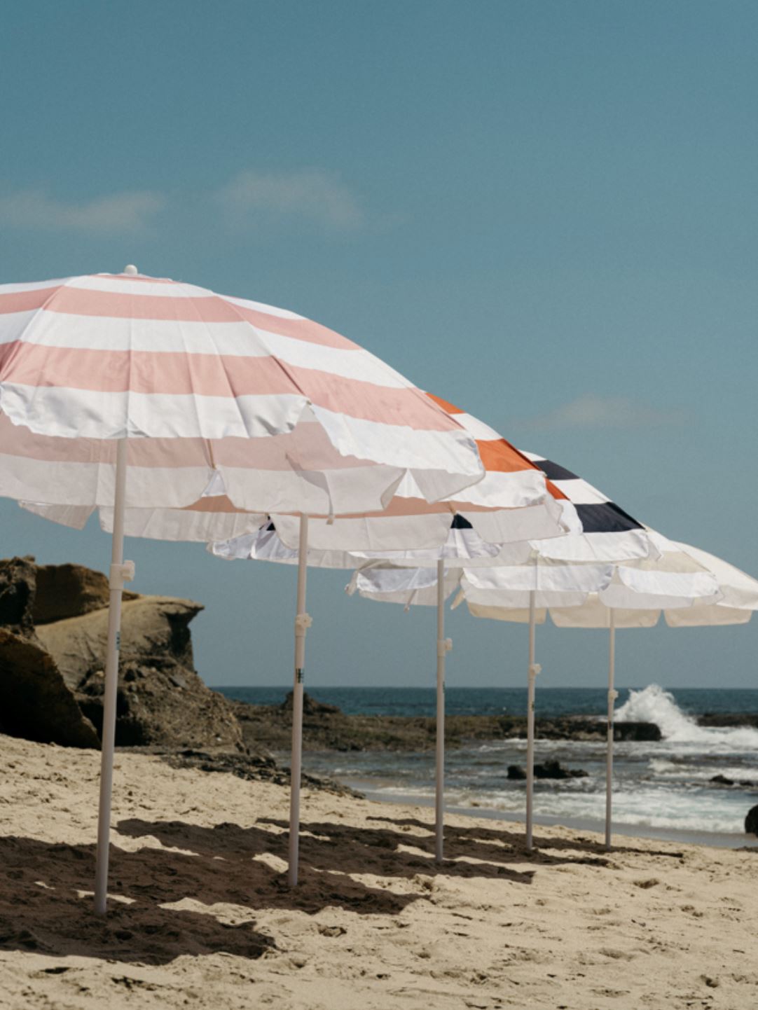 The Family Beach Umbrella - Pink Capri Stripe Family Umbrella Business & Pleasure Co 