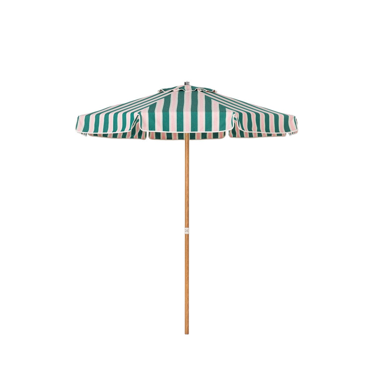 The Terrace Umbrella in Bistro Green Stripe by Business & Pleasure Co. - 7' Span