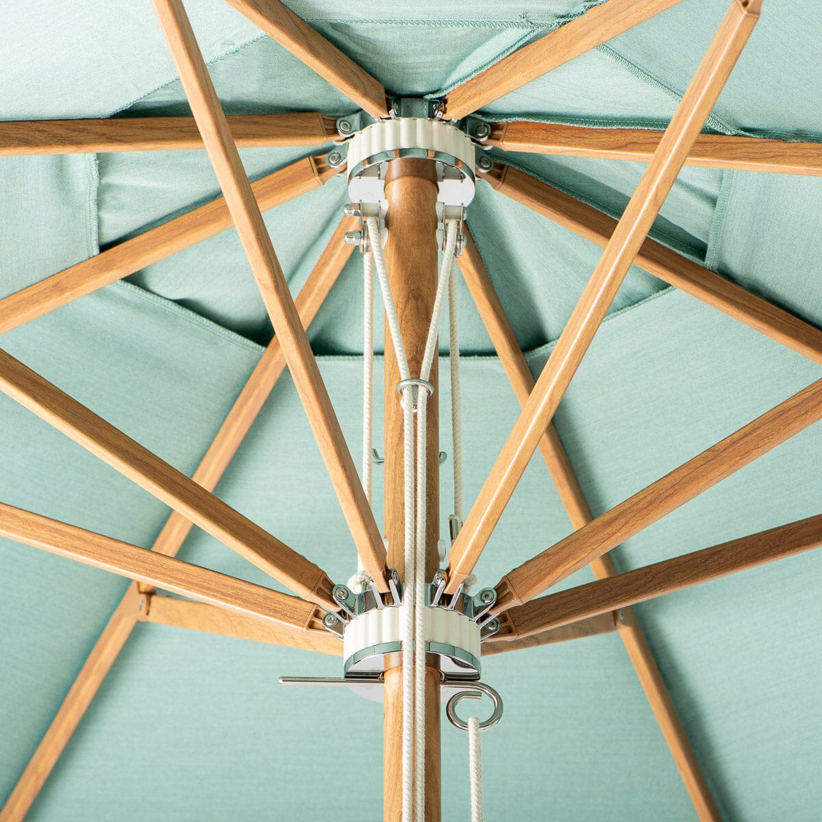 Terrace Umbrella in Rivie Green | Transfer Teak Frame Terrace Umbrella Kit Business & Pleasure Co. 