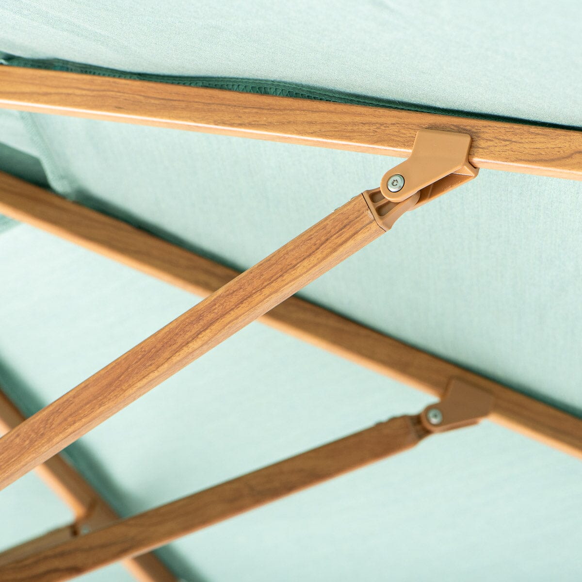 Terrace Umbrella in Rivie Green | Transfer Teak Frame Terrace Umbrella Kit Business & Pleasure Co. 