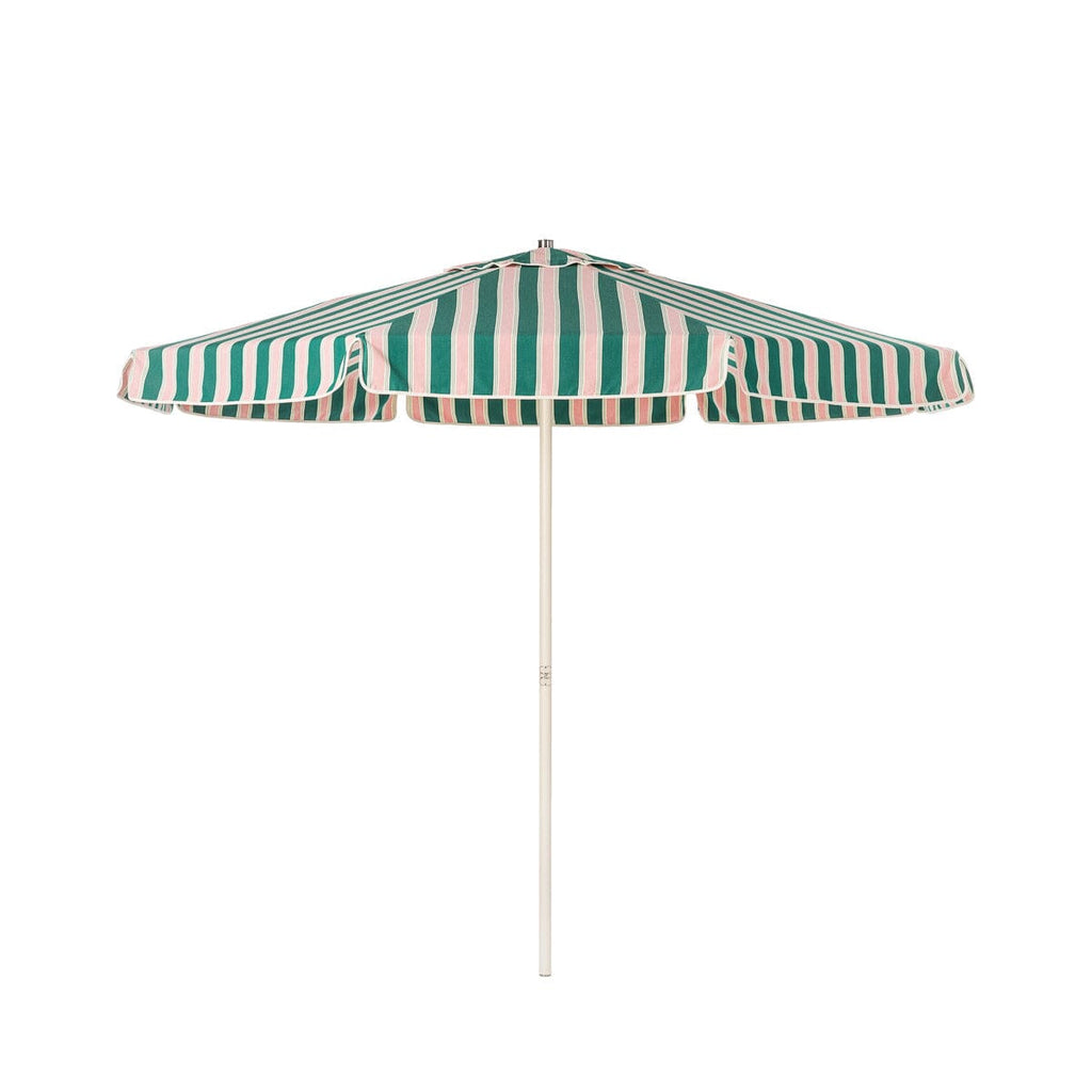 The Terrace Umbrella in Bistro Green Stripe by Business & Pleasure Co. - 9' Span