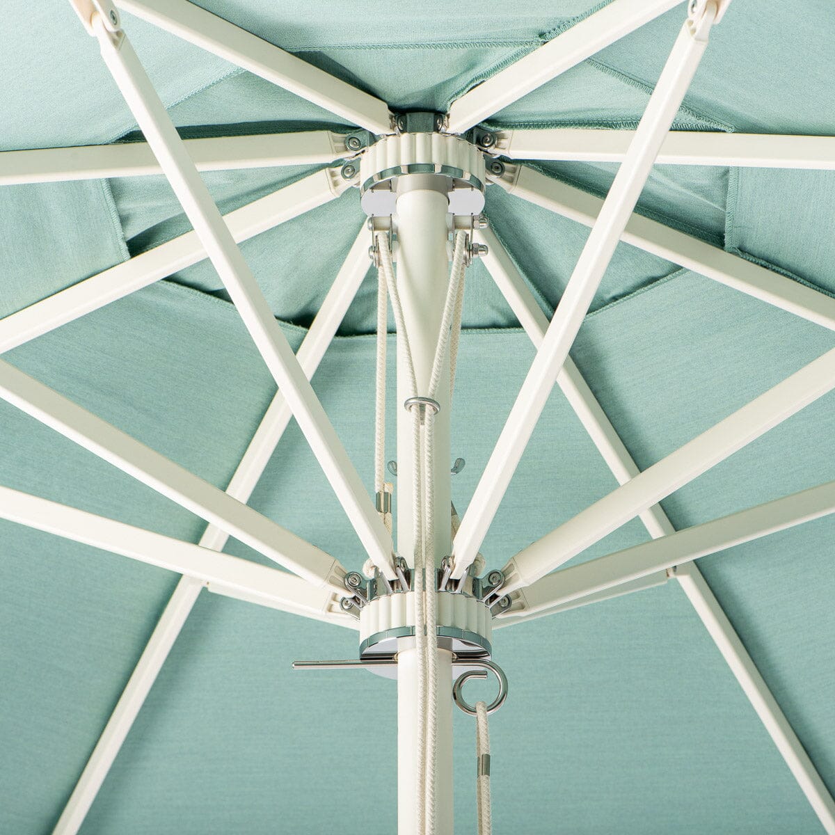 Terrace Umbrella in Rivie Green | Antique White Frame Terrace Umbrella Kit Business & Pleasure Co. 