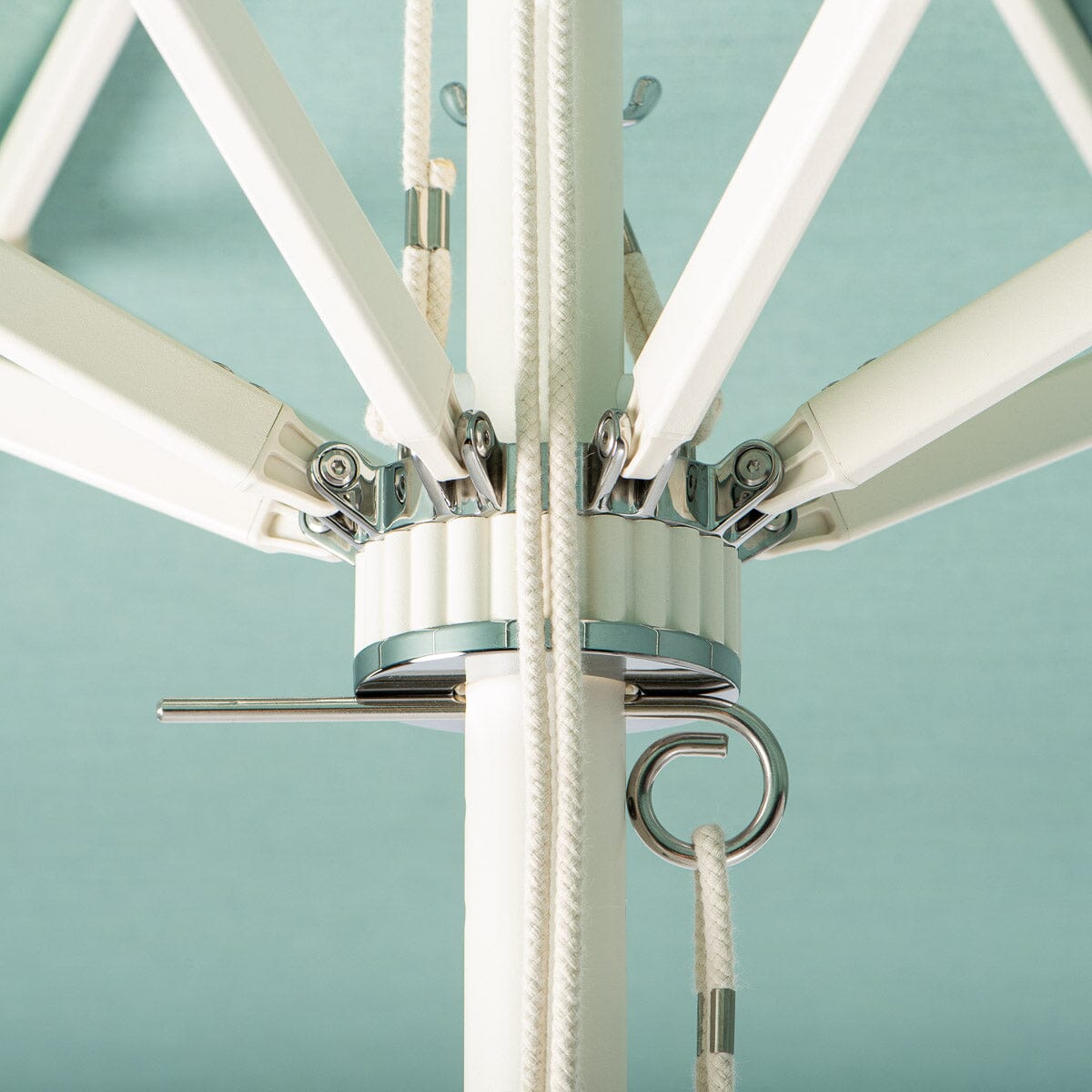 Terrace Umbrella in Rivie Green | Antique White Frame Terrace Umbrella Kit Business & Pleasure Co. 