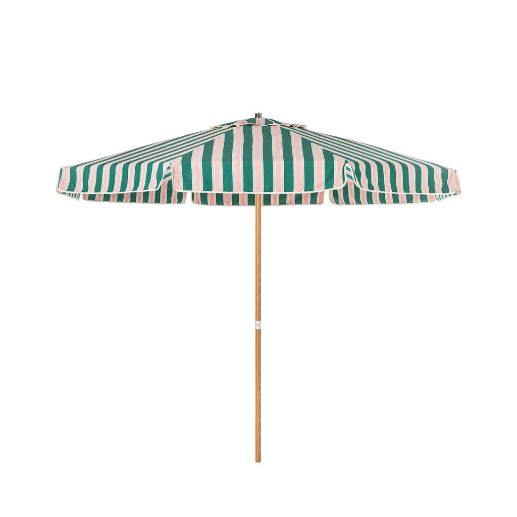 The Terrace Umbrella in Bistro Green Stripe by Business & Pleasure Co. - 9' Span