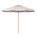 Terrace Umbrella in Rivie White | Transfer Teak Frame Terrace Umbrella Kit Business & Pleasure Co. 9' 