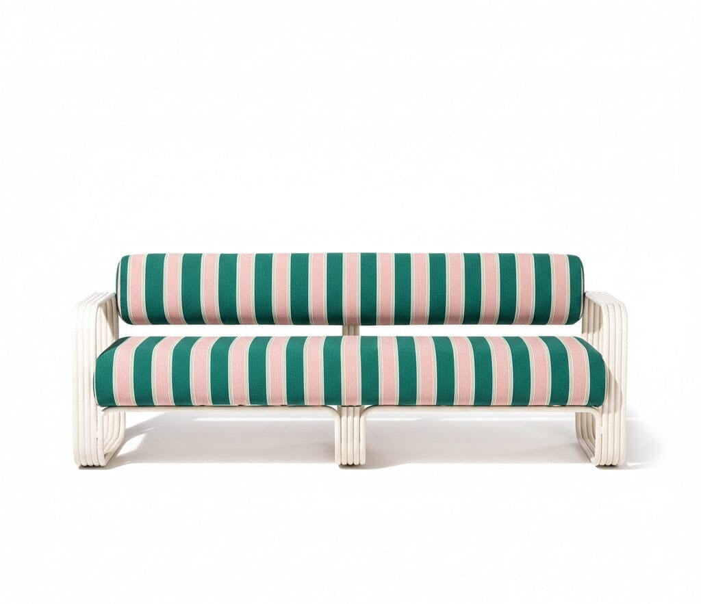 Product image of Contini Sofa in Bistro Green Stripe | Antique White Frame Contini Sofa Kit Business & Pleasure Co. 