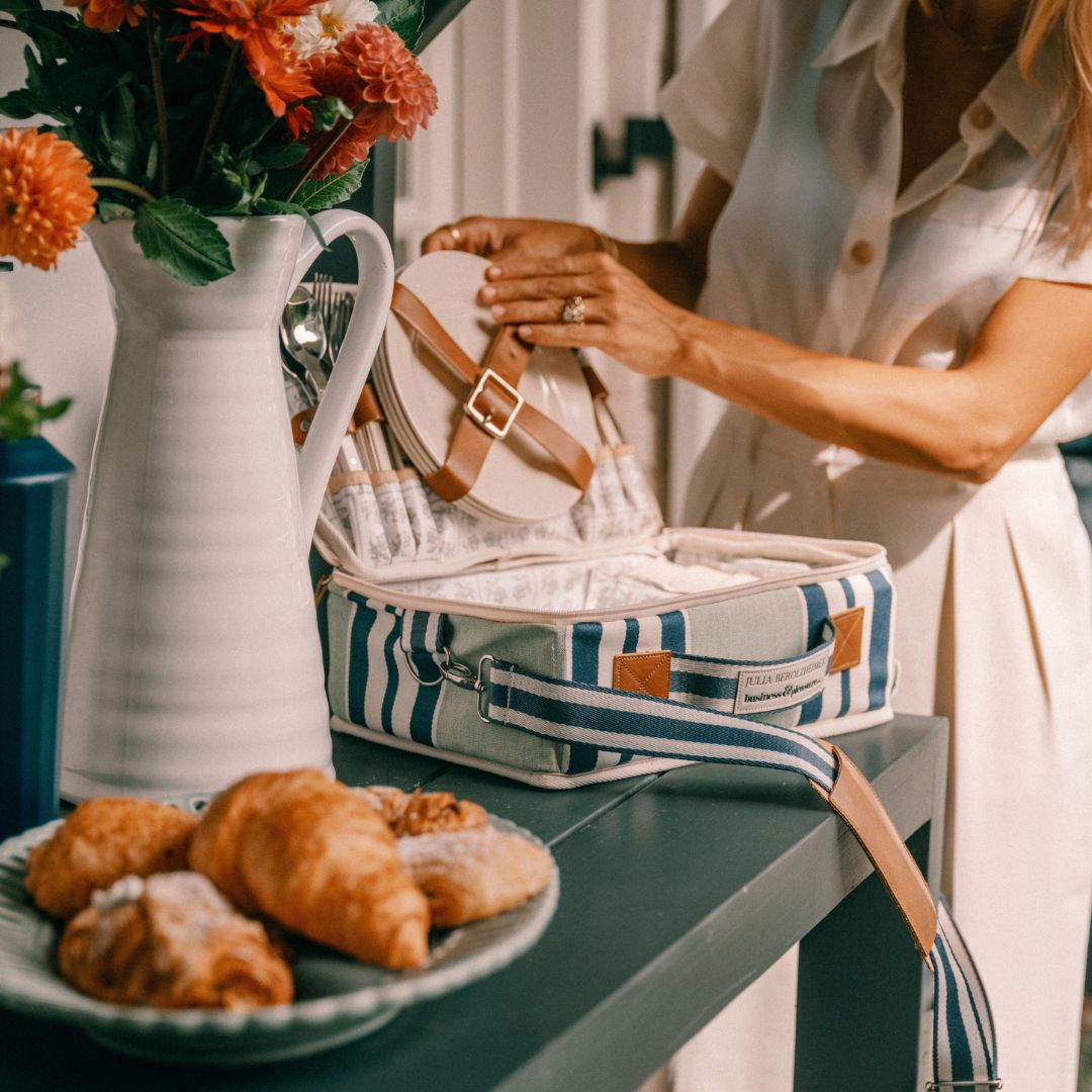 The Picnic Set x Julia Berolzheimer in Green Stripes Picnic Set B&P Co. x Julia Berolzheimer 