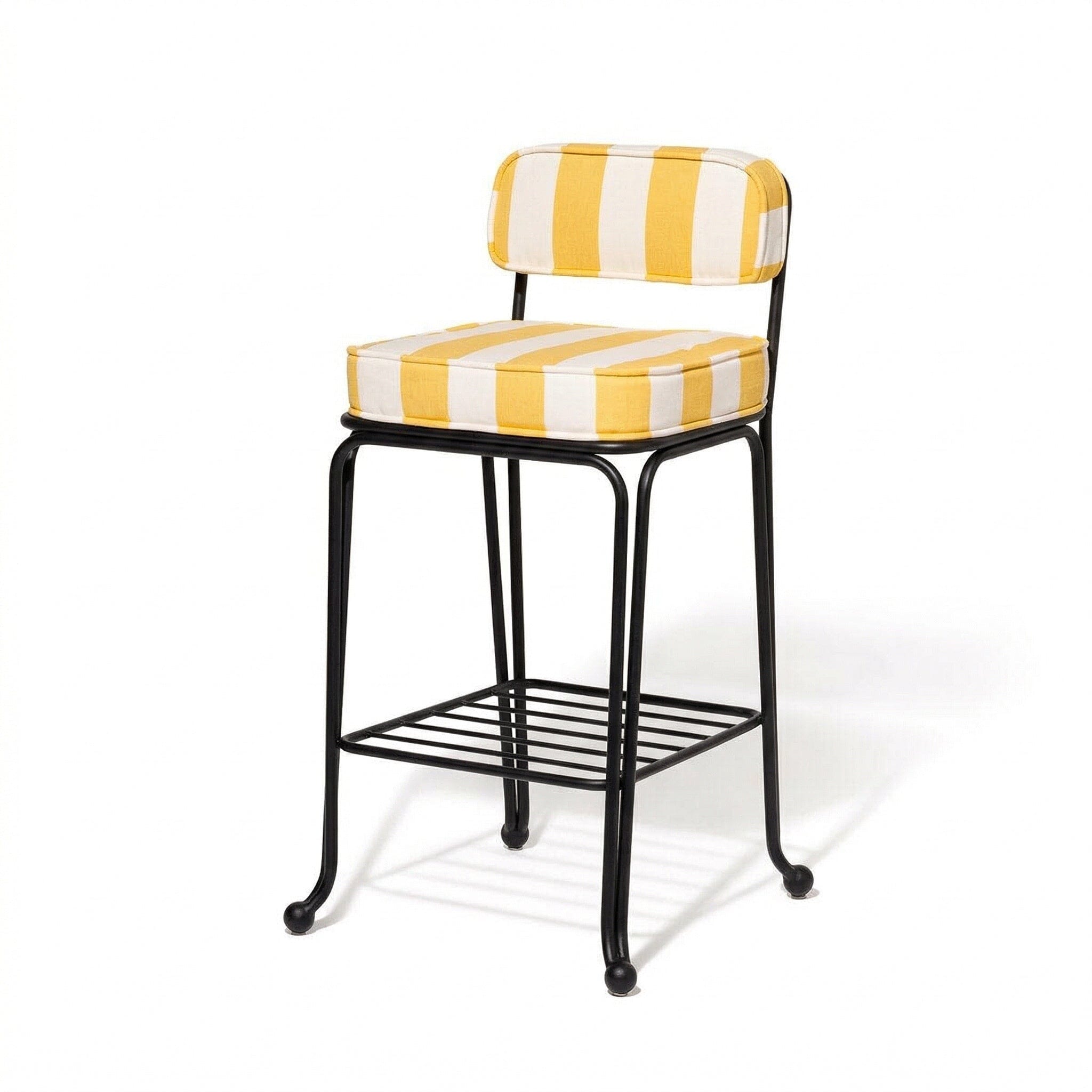 Waterhouse Bistro Stool in Crew Mimosa Yellow Stripe | Vintage Black Frame Waterhouse Bistro Stool Kit Business & Pleasure Co. 