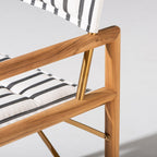 The WES Directors Chair in Monaco Black Stripes | Teakwood Gold Wes Director Chair Kit Business & Pleasure Co. 