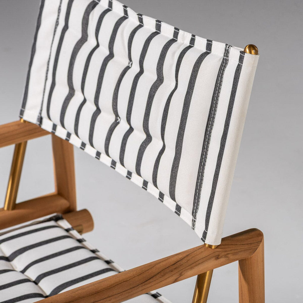 The WES Directors Chair in Monaco Black Stripes | Teakwood Gold Wes Director Chair Kit Business & Pleasure Co. 