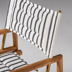 The WES Directors Chair in Monaco Black Stripes | Teakwood Gold Wes Director Chair Kit Business & Pleasure Co. 