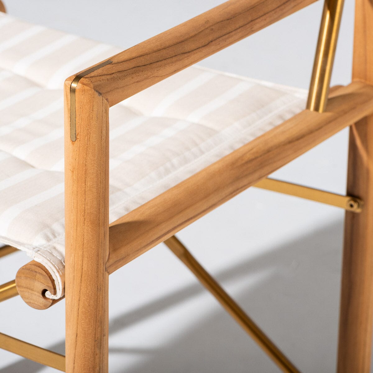 The WES Directors Chair in Monaco Natural Stripe | Teakwood Gold Wes Director Chair Kit Business & Pleasure Co. 