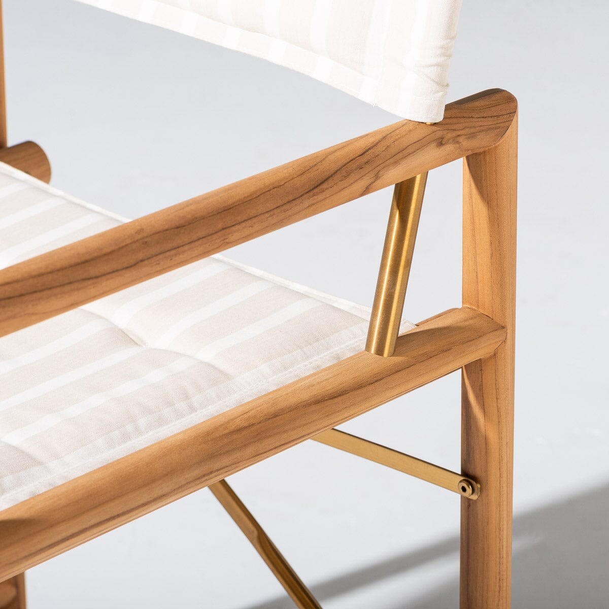 The WES Directors Chair in Monaco Natural Stripe | Teakwood Gold Wes Director Chair Kit Business & Pleasure Co. 