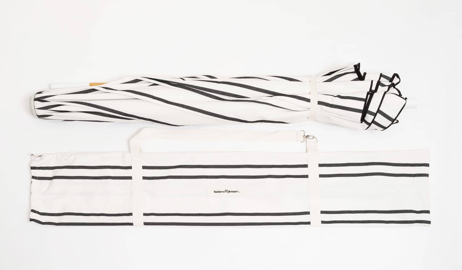 Studio image of black two stripe amalfi